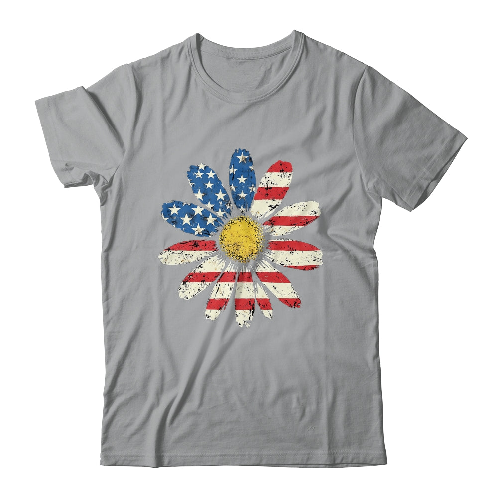 July 4th Daisy US Flag Spring Summer Wildflower Women Girls Shirt & Tank Top | siriusteestore