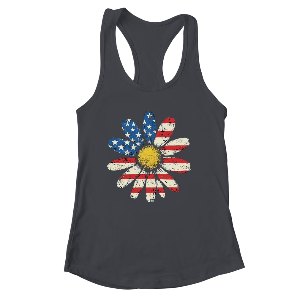 July 4th Daisy US Flag Spring Summer Wildflower Women Girls Shirt & Tank Top | siriusteestore