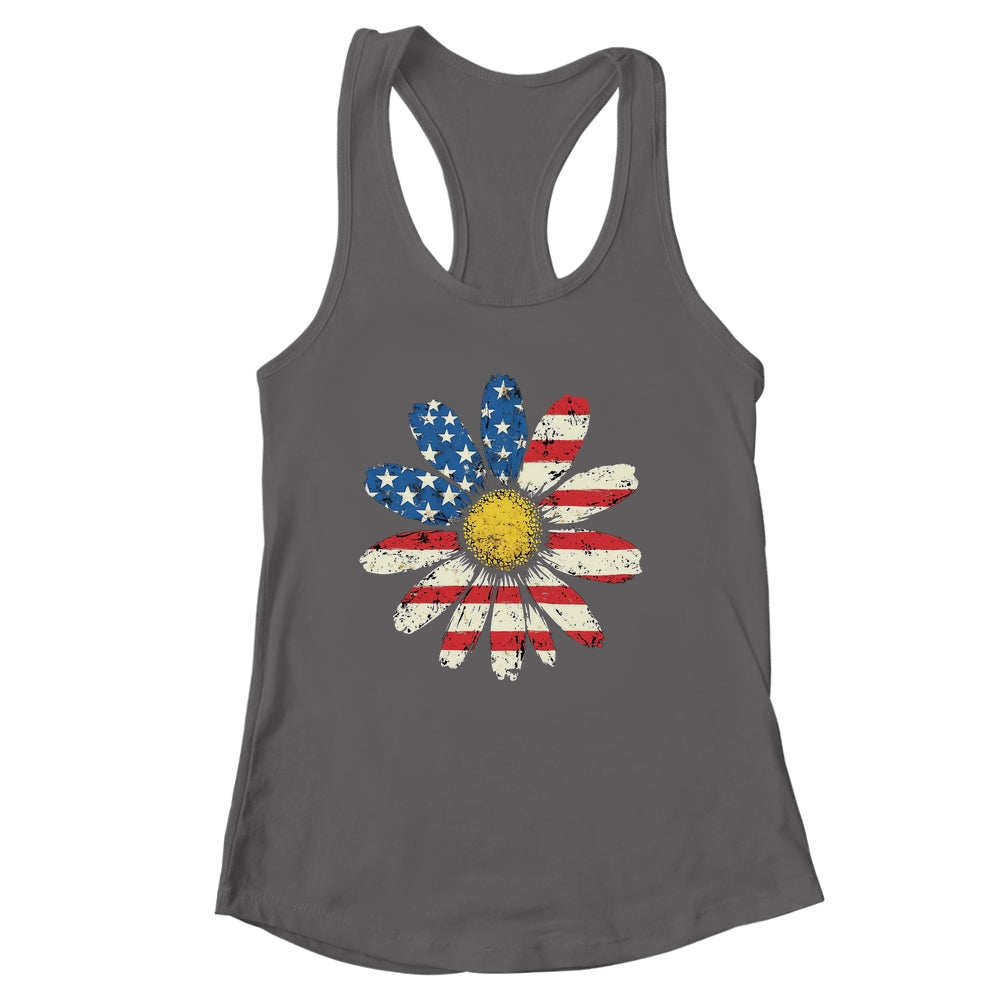 July 4th Daisy US Flag Spring Summer Wildflower Women Girls Shirt & Tank Top | siriusteestore