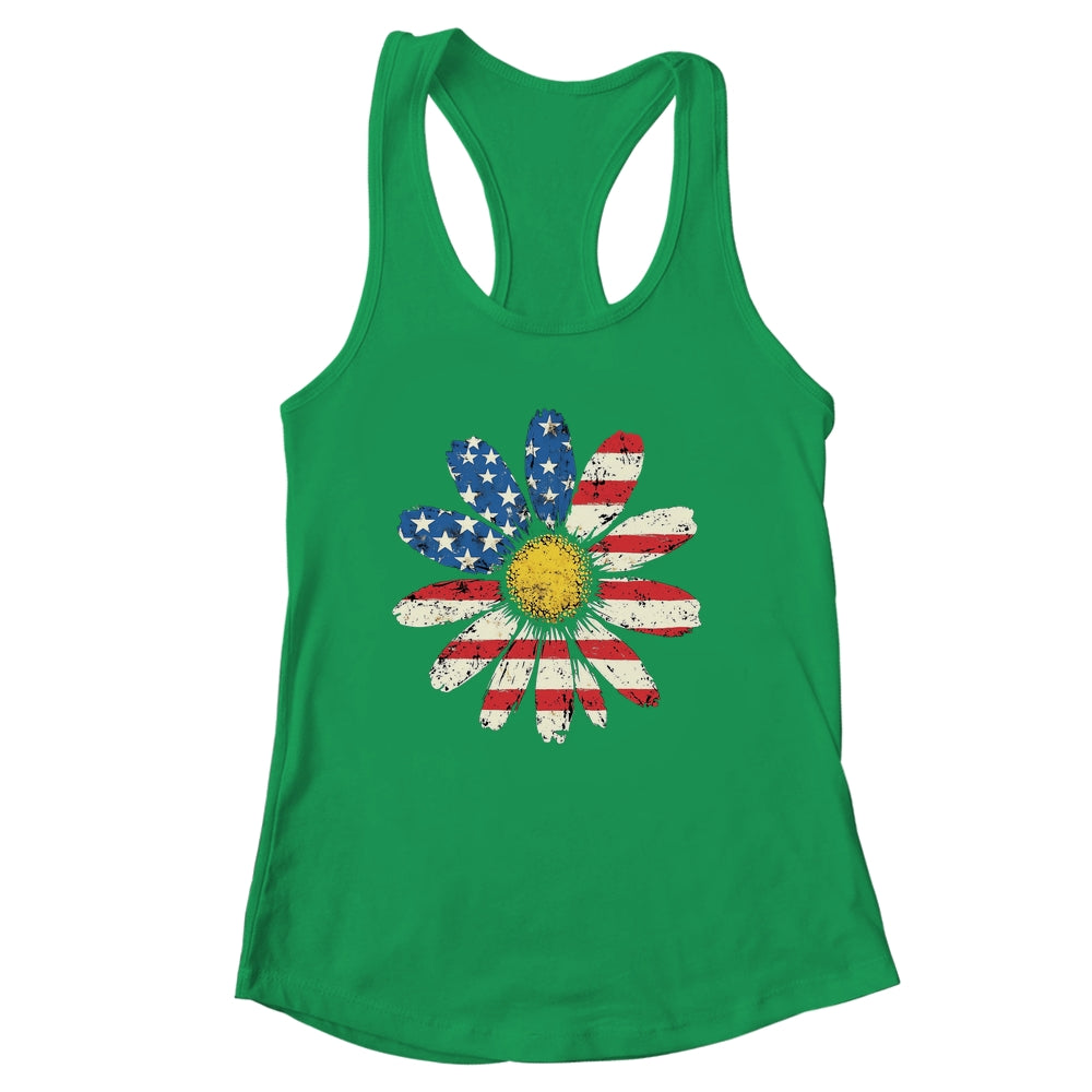 July 4th Daisy US Flag Spring Summer Wildflower Women Girls Shirt & Tank Top | siriusteestore