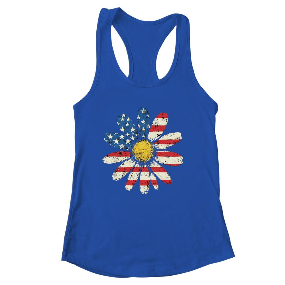 July 4th Daisy US Flag Spring Summer Wildflower Women Girls Shirt & Tank Top | siriusteestore