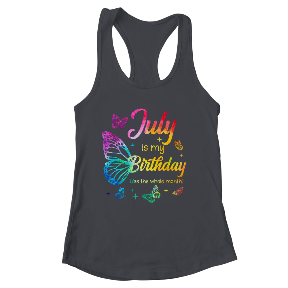 July Birthday For Women Girls Butterfly Tie Dye Theme Shirt & Tank Top | siriusteestore