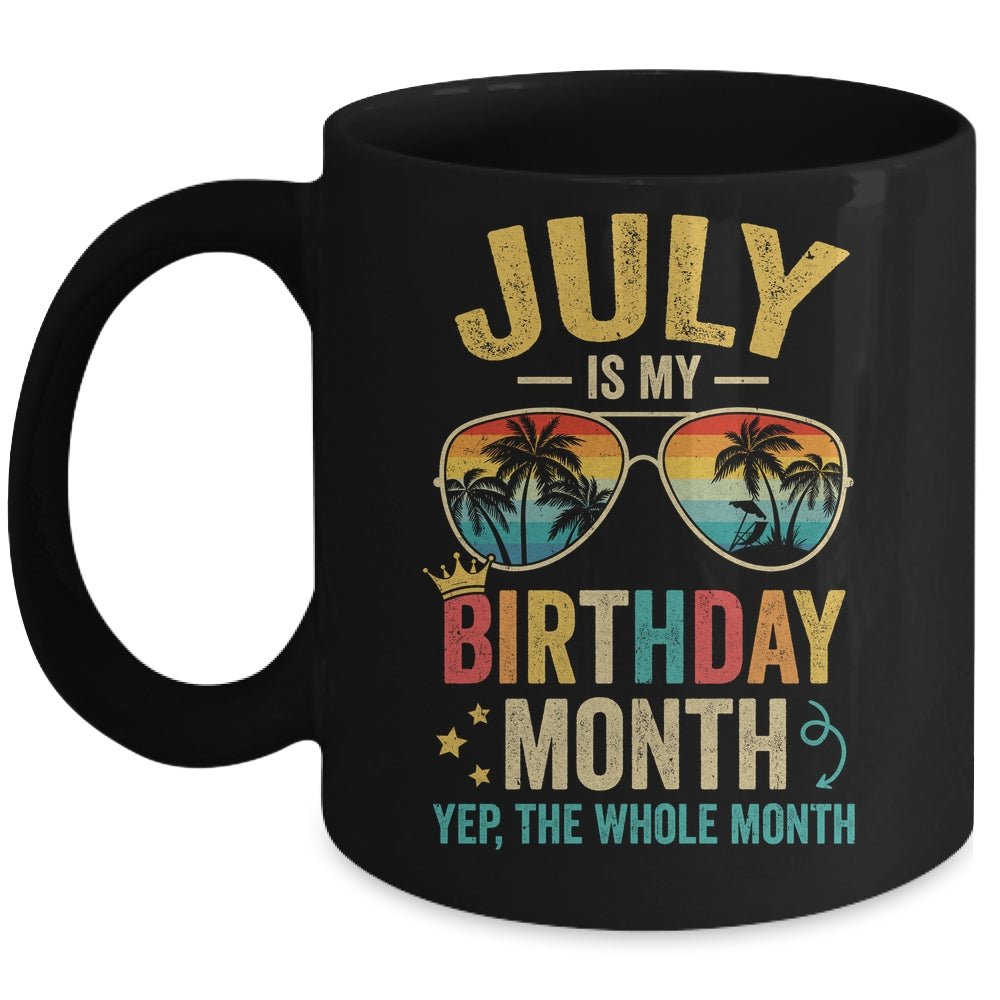 July Is My Birthday Retro Sunglasses Funny Birthday Mug | siriusteestore