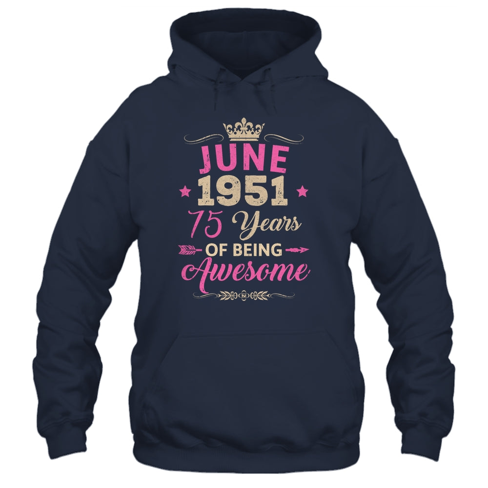 June 1951 75 Years Of Being Awesome Retro 75th Birthday Shirt & Tank Top | siriusteestore