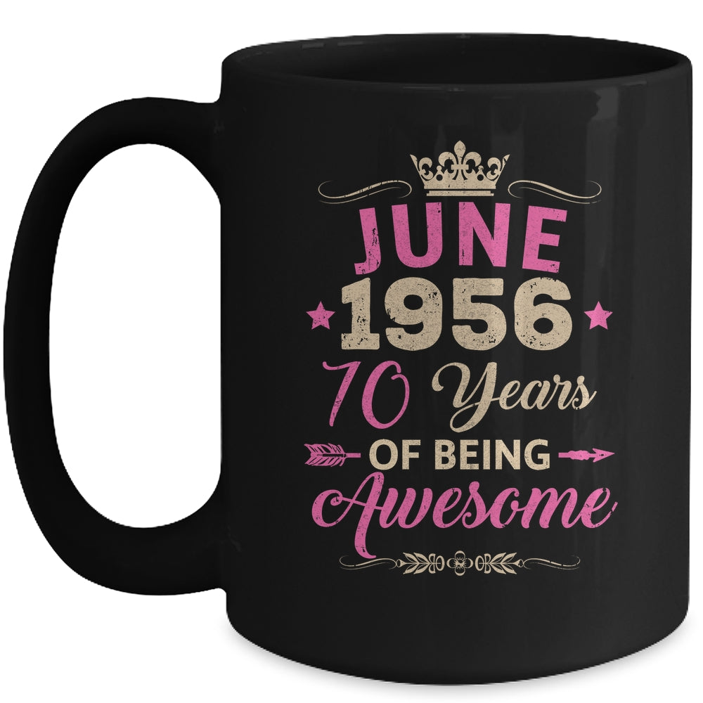 June 1956 70 Years Of Being Awesome Retro 70th Birthday Mug | siriusteestore