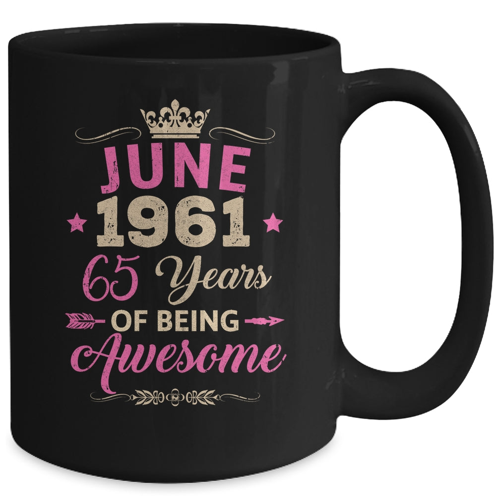 June 1961 65 Years Of Being Awesome Retro 65th Birthday Mug | siriusteestore