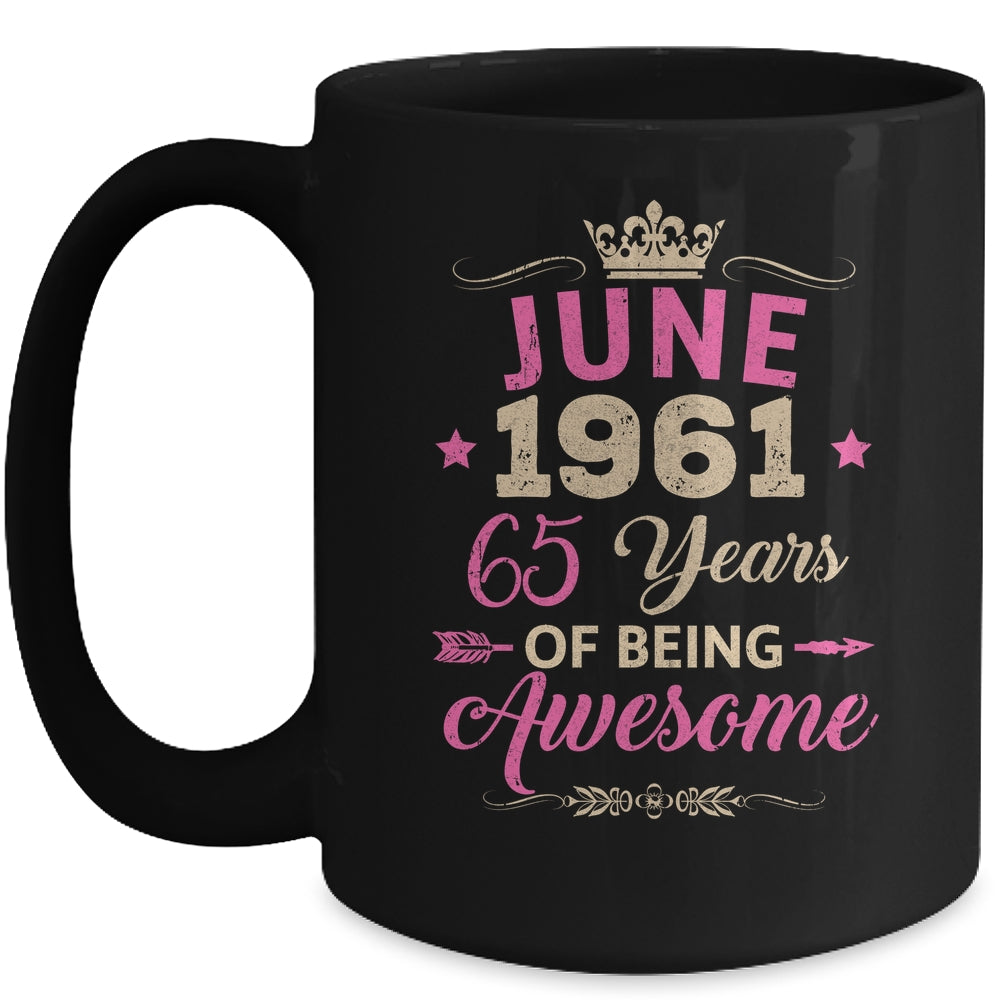 June 1961 65 Years Of Being Awesome Retro 65th Birthday Mug | siriusteestore