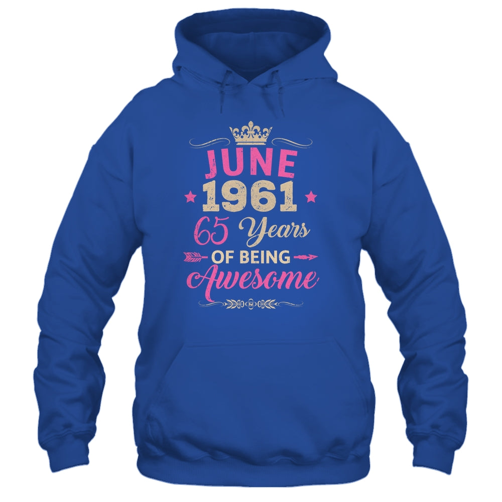June 1961 65 Years Of Being Awesome Retro 65th Birthday Shirt & Tank Top | siriusteestore