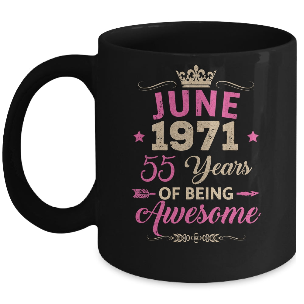 June 1971 55 Years Of Being Awesome Retro 55th Birthday Mug | siriusteestore