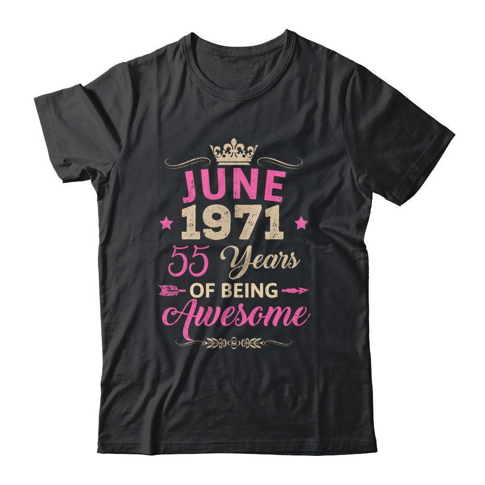 June 1971 55 Years Of Being Awesome Retro 55th Birthday Shirt & Tank Top | siriusteestore