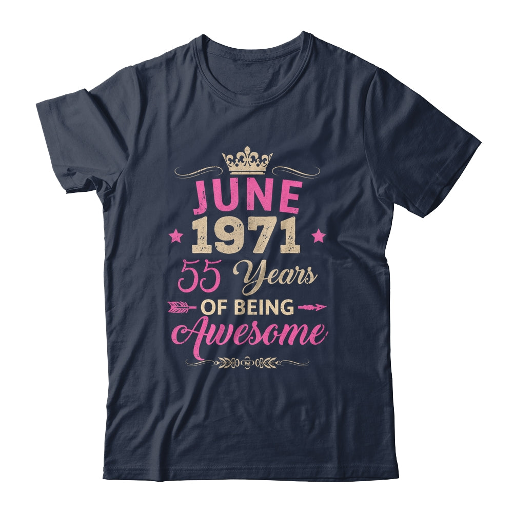 June 1971 55 Years Of Being Awesome Retro 55th Birthday Shirt & Tank Top | siriusteestore