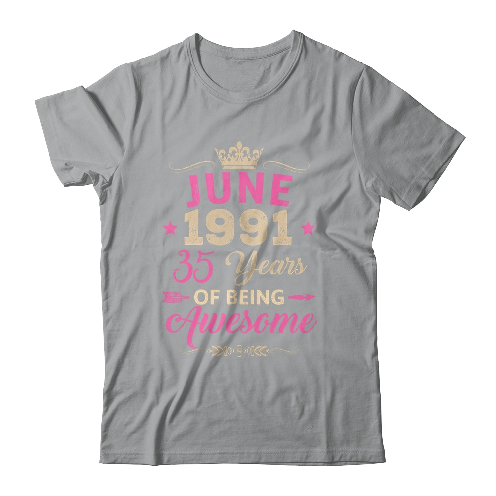 June 1991 35 Years Of Being Awesome Retro 35th Birthday Shirt & Tank Top | siriusteestore