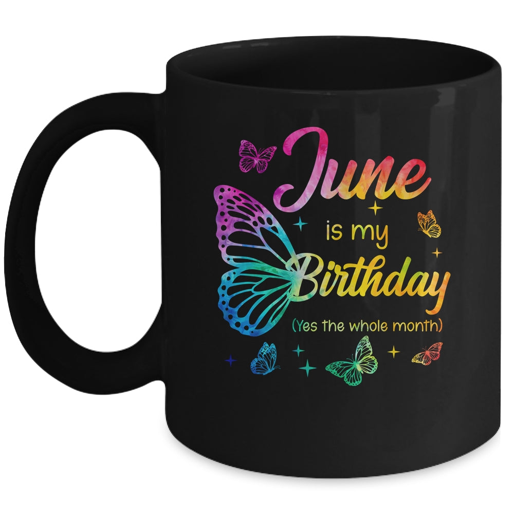 June Birthday For Women Girls Butterfly Tie Dye Theme Mug | siriusteestore