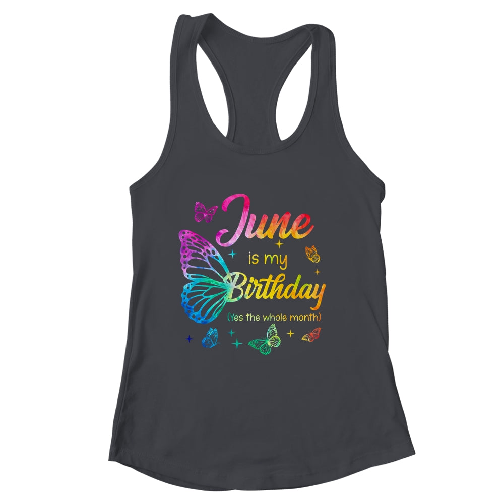 June Birthday For Women Girls Butterfly Tie Dye Theme Shirt & Tank Top | siriusteestore