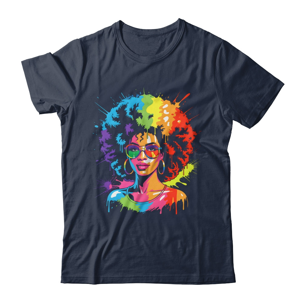 Juneteenth Black Queen Afro Pride Art Dripping Melanin Women Shirt & Tank Top | siriusteestore