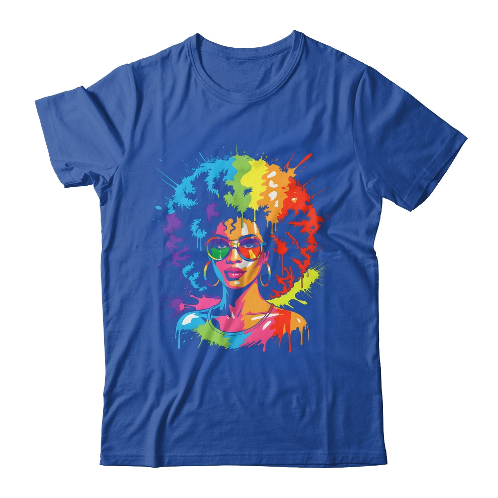 Juneteenth Black Queen Afro Pride Art Dripping Melanin Women Shirt & Tank Top | siriusteestore