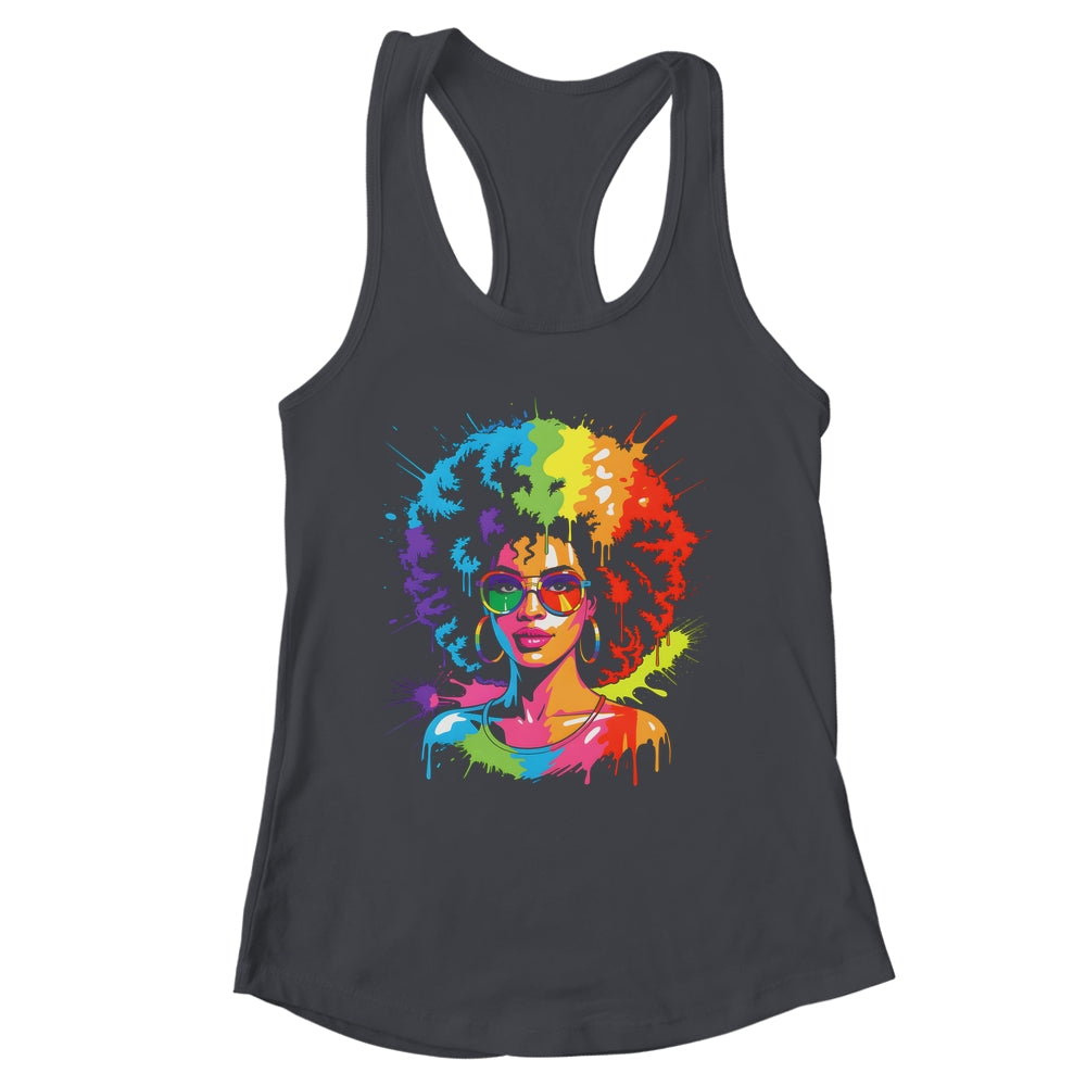 Juneteenth Black Queen Afro Pride Art Dripping Melanin Women Shirt & Tank Top | siriusteestore