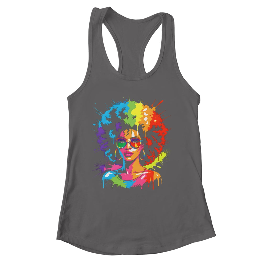 Juneteenth Black Queen Afro Pride Art Dripping Melanin Women Shirt & Tank Top | siriusteestore