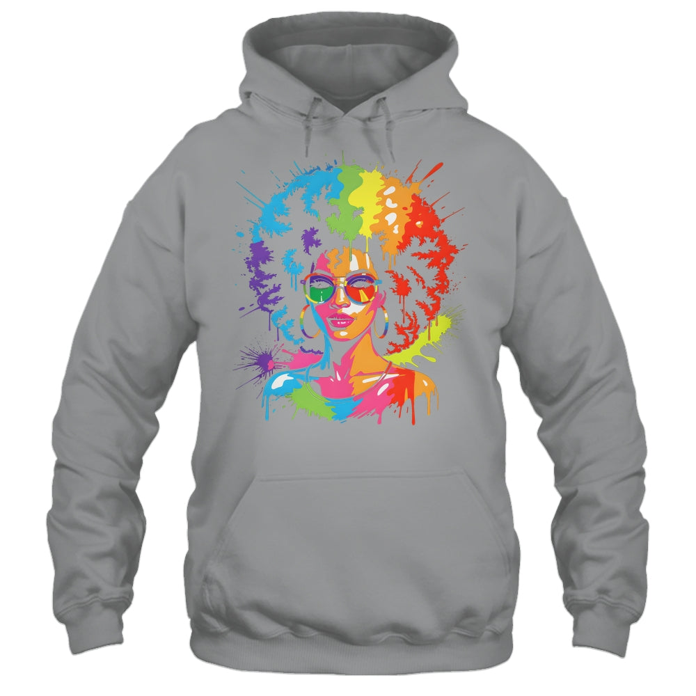 Juneteenth Black Queen Afro Pride Art Dripping Melanin Women Shirt & Tank Top | siriusteestore