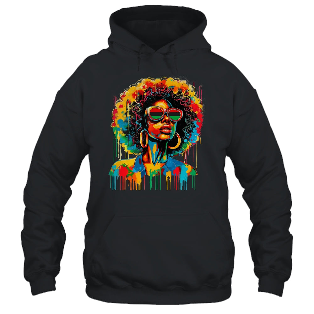 Juneteenth Black Womens Queen Afro African Melanin Dripping Shirt & Tank Top | siriusteestore