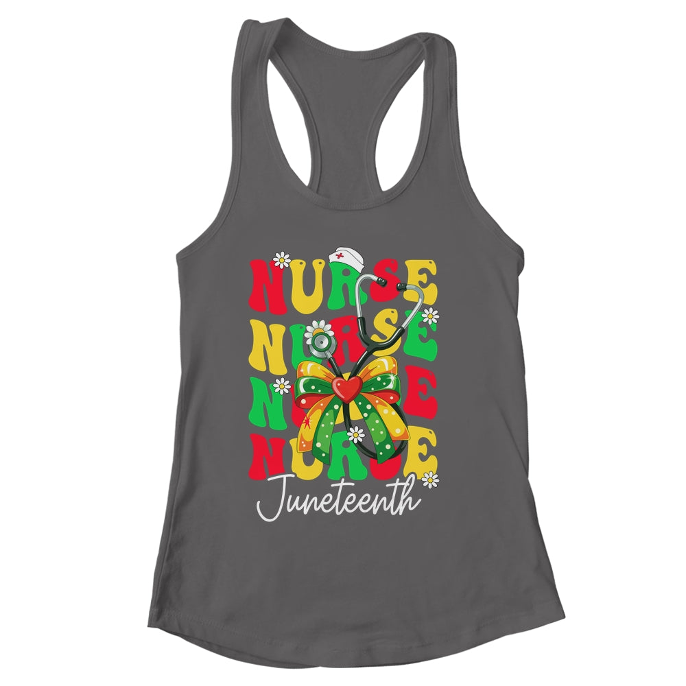 Juneteenth Nurse Groovy African Scrubs Top Bow Black Women Shirt & Tank Top | siriusteestore