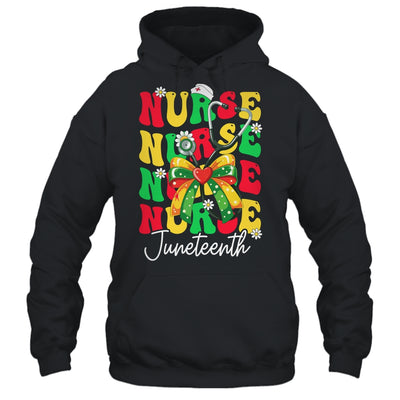 Juneteenth Nurse Groovy African Scrubs Top Bow Black Women Shirt & Tank Top | siriusteestore