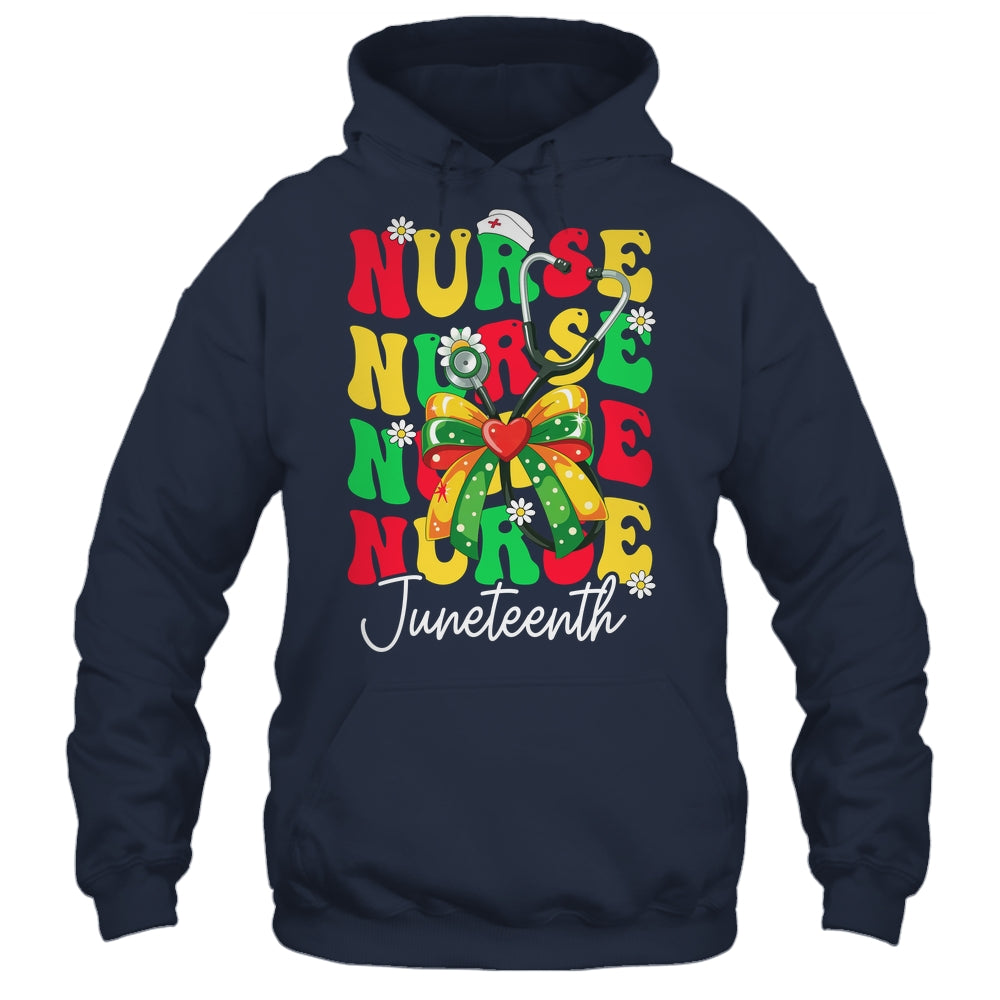Juneteenth Nurse Groovy African Scrubs Top Bow Black Women Shirt & Tank Top | siriusteestore