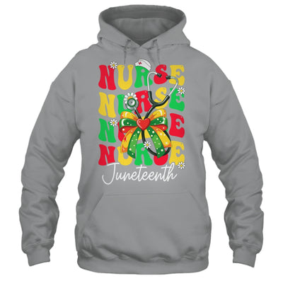 Juneteenth Nurse Groovy African Scrubs Top Bow Black Women Shirt & Tank Top | siriusteestore