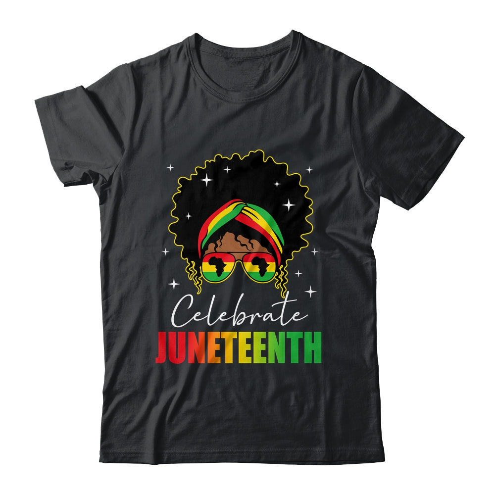 Juneteenth Outfit African Women Messy Bun Eye Glasses Shirt & Tank Top | siriusteestore