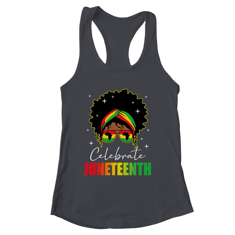 Juneteenth Outfit African Women Messy Bun Eye Glasses Shirt & Tank Top | siriusteestore