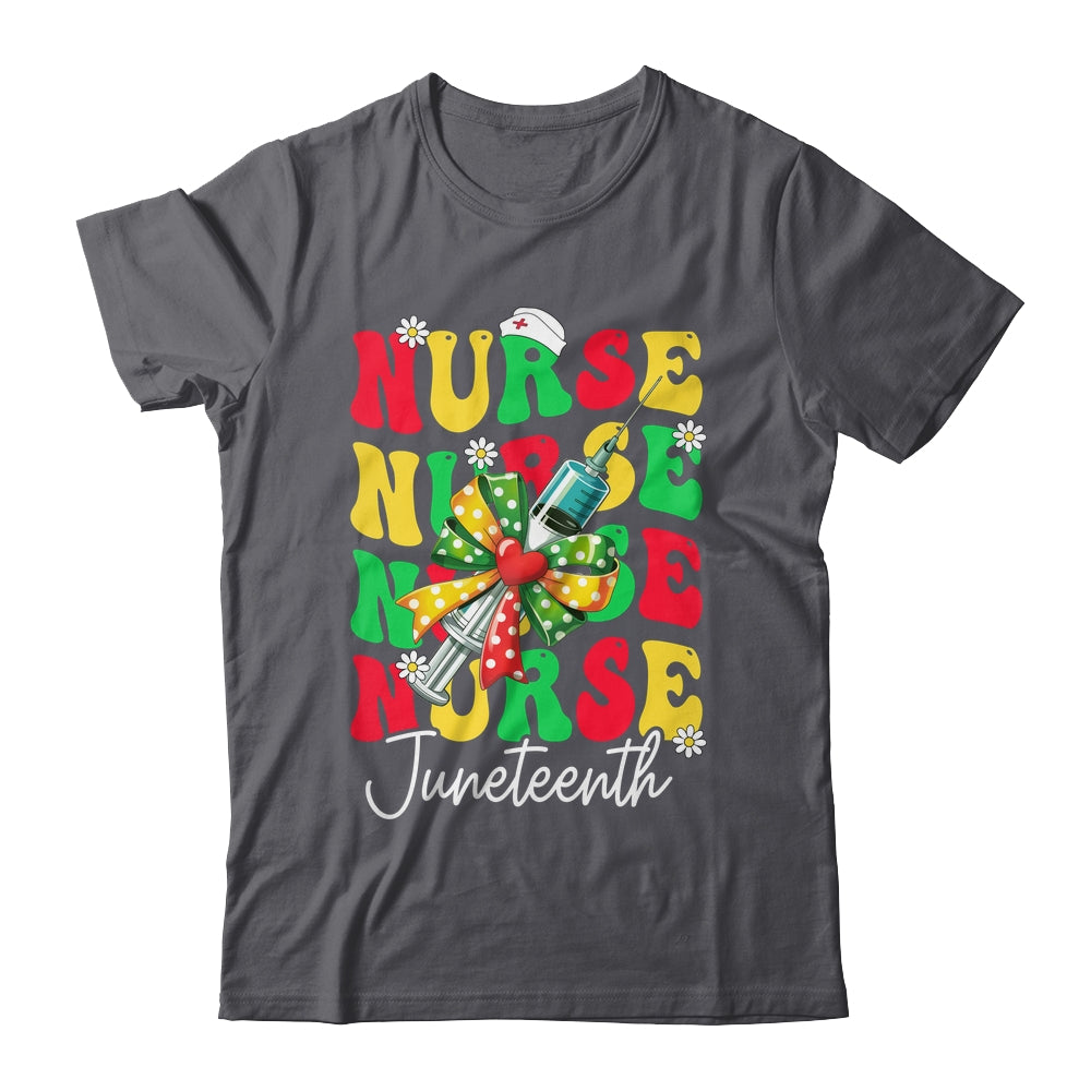 Juneteenth Scrubs Groovy African Bow Juneteenth Nurse Women Shirt & Tank Top | siriusteestore