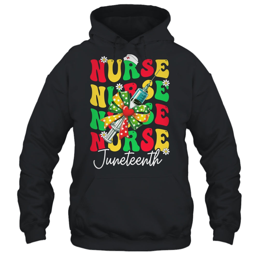 Juneteenth Scrubs Groovy African Bow Juneteenth Nurse Women Shirt & Tank Top | siriusteestore