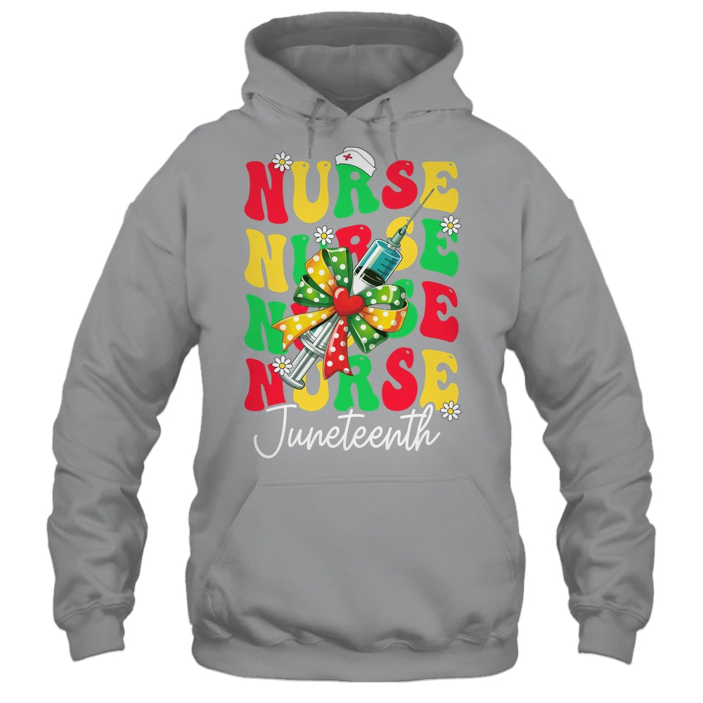 Juneteenth Scrubs Groovy African Bow Juneteenth Nurse Women Shirt & Tank Top | siriusteestore