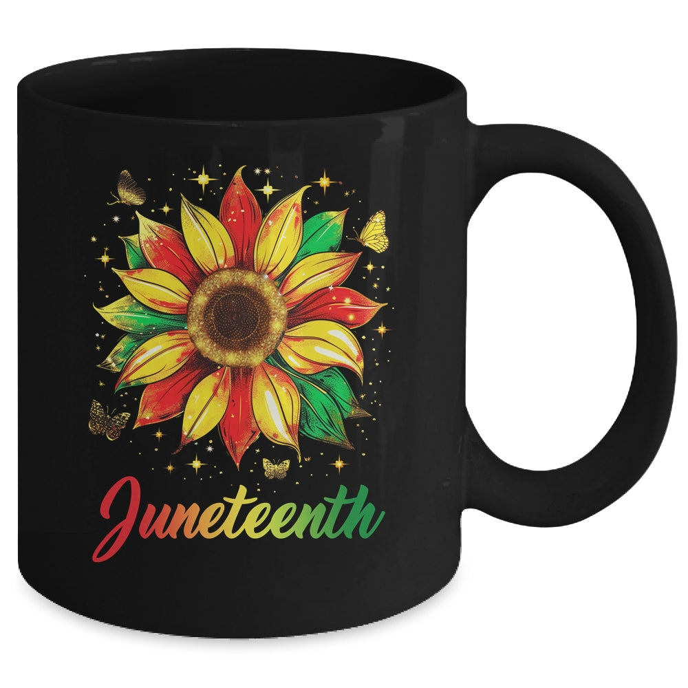 Juneteenth Sunflower Black African American Women Men Girls Mug | siriusteestore