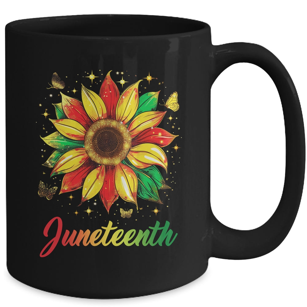 Juneteenth Sunflower Black African American Women Men Girls Mug | siriusteestore