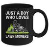 Just A Boy Who Loves Lawn Mowers Proud Gardener Mowing Boy Mug | siriusteestore