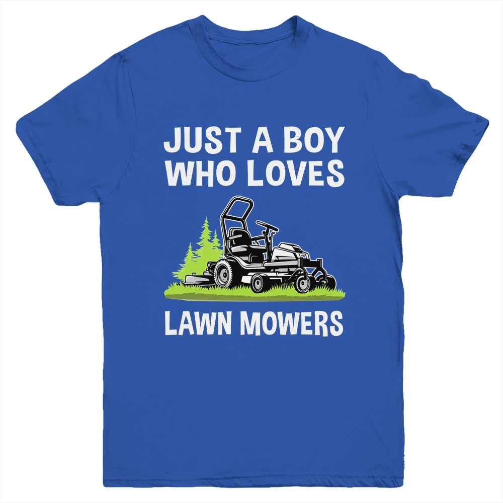 Just A Boy Who Loves Lawn Mowers Proud Gardener Mowing Boy Youth Shirt | siriusteestore