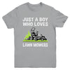 Just A Boy Who Loves Lawn Mowers Proud Gardener Mowing Boy Youth Shirt | siriusteestore
