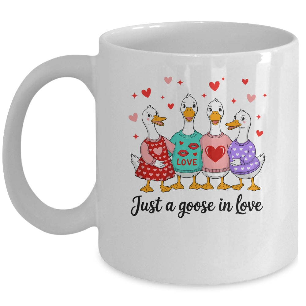 Just A Goose In Love Preppy Valentines Coquette Funny Mug | siriusteestore