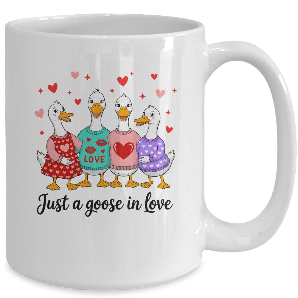 Just A Goose In Love Preppy Valentines Coquette Funny Mug | siriusteestore