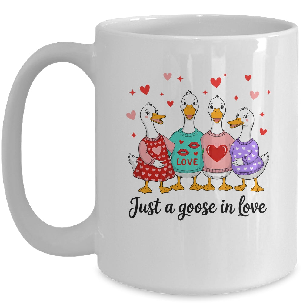 Just A Goose In Love Preppy Valentines Coquette Funny Mug | siriusteestore