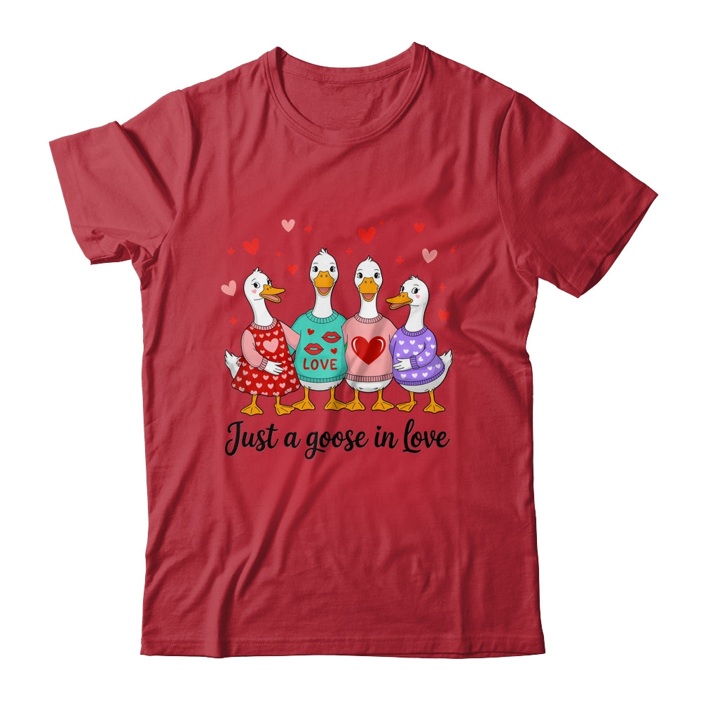 Just A Goose In Love Preppy Valentines Coquette Funny Shirt & Sweatshirt | siriusteestore