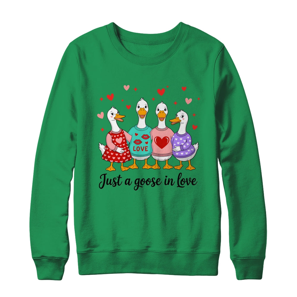 Just A Goose In Love Preppy Valentines Coquette Funny Shirt & Sweatshirt | siriusteestore