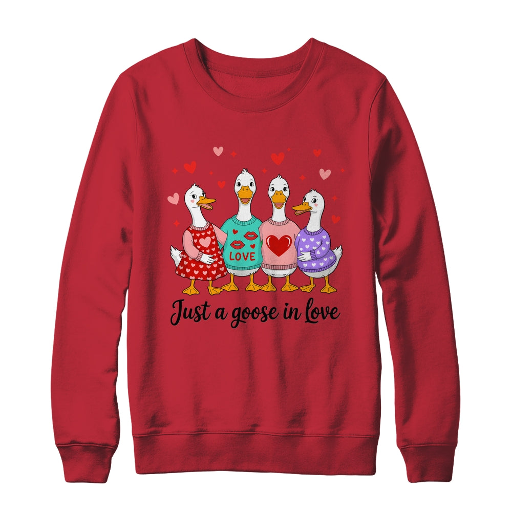 Just A Goose In Love Preppy Valentines Coquette Funny Shirt & Sweatshirt | siriusteestore