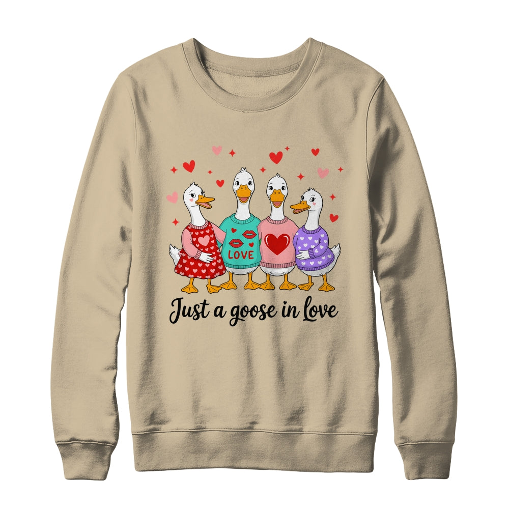 Just A Goose In Love Preppy Valentines Coquette Funny Shirt & Sweatshirt | siriusteestore