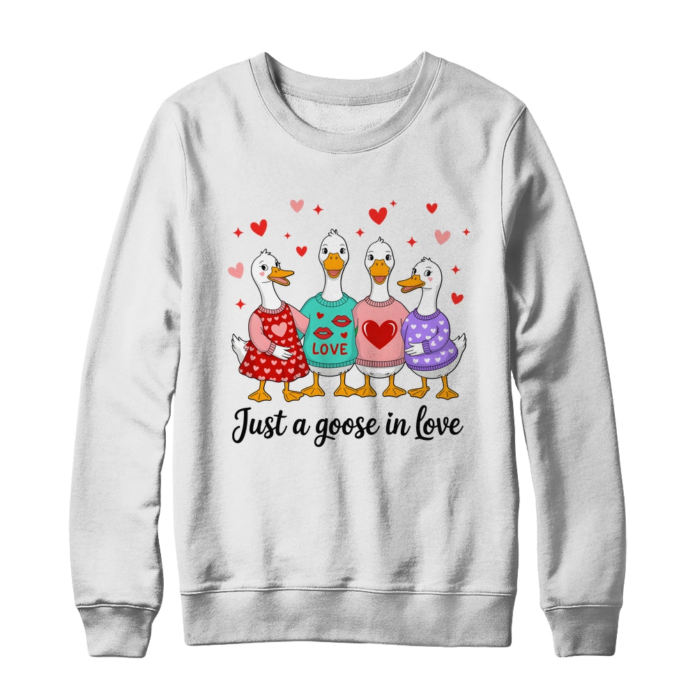 Just A Goose In Love Preppy Valentines Coquette Funny Shirt & Sweatshirt | siriusteestore