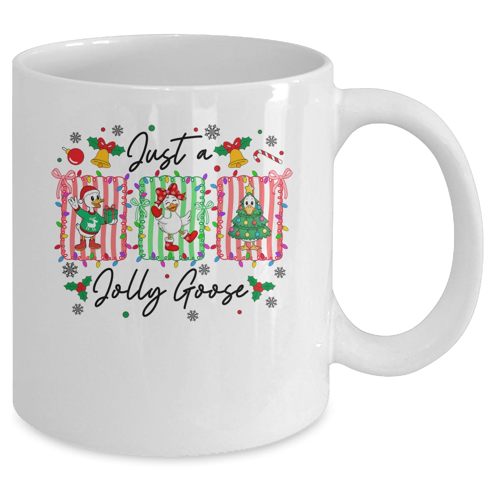 Jut A Jolly Goose Christmas Retro Funny Santa Goose Cute Mug | siriusteestore