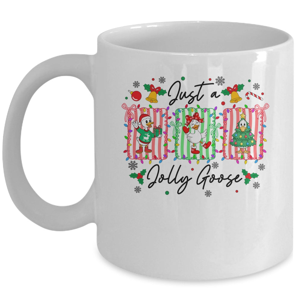 Jut A Jolly Goose Christmas Retro Funny Santa Goose Cute Mug | siriusteestore