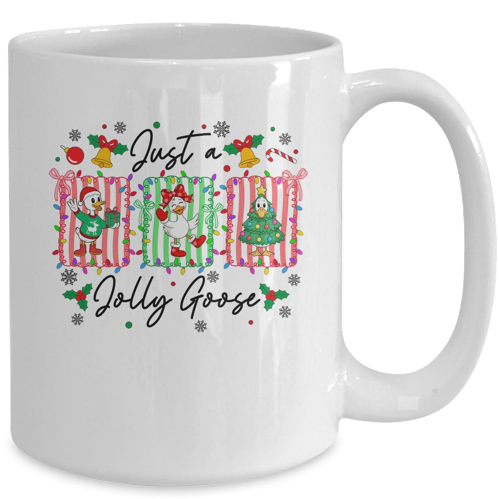 Jut A Jolly Goose Christmas Retro Funny Santa Goose Cute Mug | siriusteestore