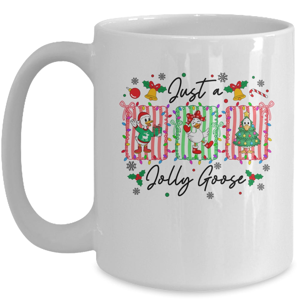 Jut A Jolly Goose Christmas Retro Funny Santa Goose Cute Mug | siriusteestore